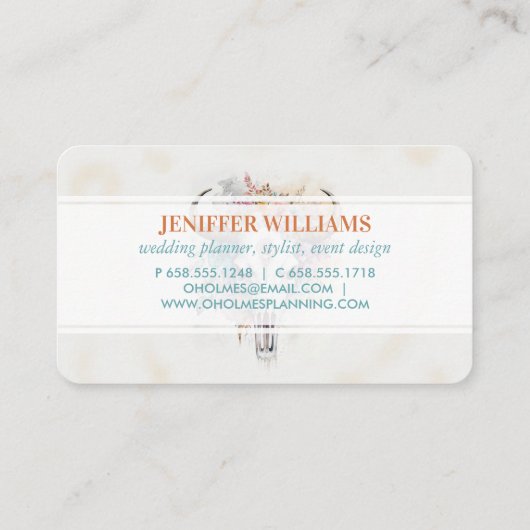 Floral Bull Skull Watercolor Art 名刺 (裏面)