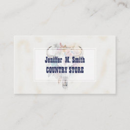 Floral Bull Skull Watercolor Art 名刺