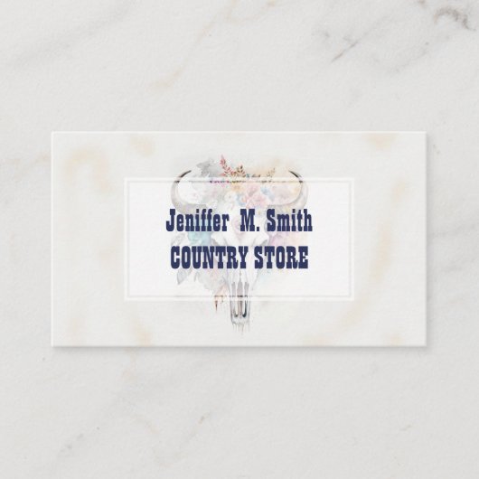 Floral Bull Skull Watercolor Art 名刺 (正面)