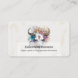 Floral Bull Skull Watercolor Art 名刺
