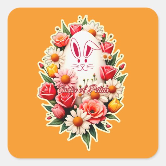 Floral Bunny – Spring Easter - Autocolante スクエアシール (正面)