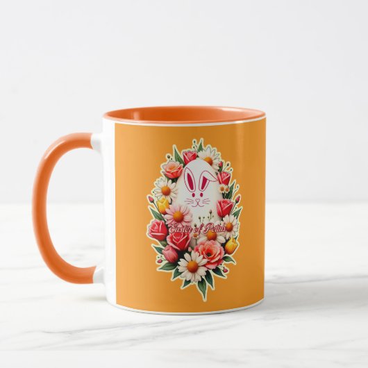 Floral Bunny – Spring Easter Illustration - caneca マグカップ (左)