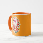 Floral Bunny – Spring Easter Illustration - caneca マグカップ (正面左)