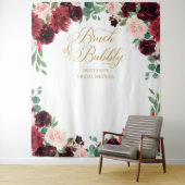 Floral Burgundy & blush Bridal Shower backdrop タペストリー (インサイチュ)