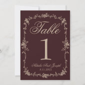 Floral Burgundy Botanical Wedding Table Number 招待状 (裏面)