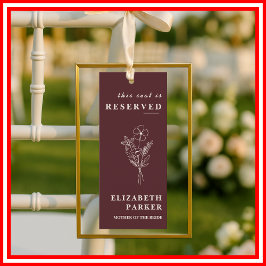 Floral Burgundy Reserved Seating Wedding Tag 招待状
