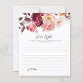 Floral Burgundy Wedding Date Night ideas Cards (正面)