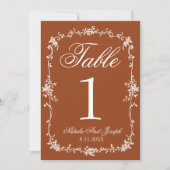 Floral Burnt Orange Old Money Wedding Table Number 招待状 (正面)
