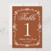 Floral Burnt Orange Old Money Wedding Table Number 招待状 (裏面)