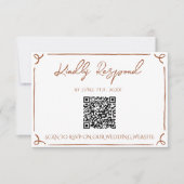 Floral Burnt Orange Terracotta QR Code Wedding 出欠カード (正面)