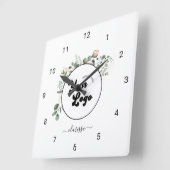 Floral Business Company Custom Logo & Name Girly スクエア壁時計 (傾斜)