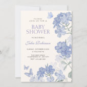 Floral butterflies baby shower 招待状 (正面)