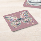 Floral Butterfly スクエアペーパーコースター (アングル)