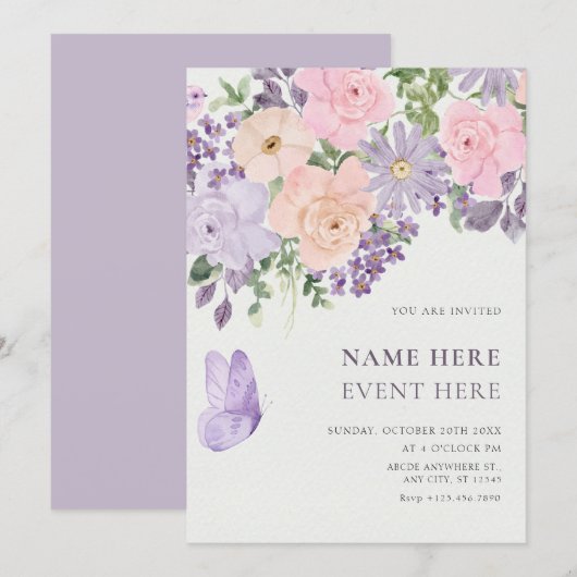 Floral butterfly  招待状 (正面/裏面)