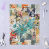 Floral & Butterfly Abstract Art College Decoupage 薄葉紙 (クラフト)