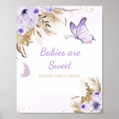 Floral Butterfly Baby Shower Babies are Sweet Sign ポスター (正面)