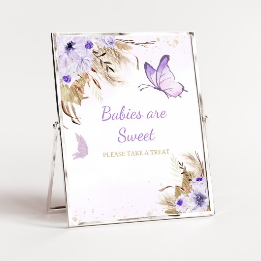 Floral Butterfly Baby Shower Babies are Sweet Sign ポスター