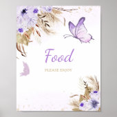 Floral Butterfly Baby Shower Food Sign ポスター (正面)
