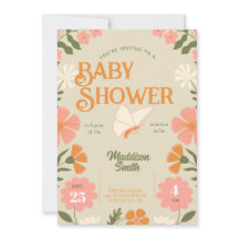 Floral Butterfly Baby Shower Invitation
