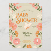 Floral Butterfly Baby Shower Invitation (正面/裏面)