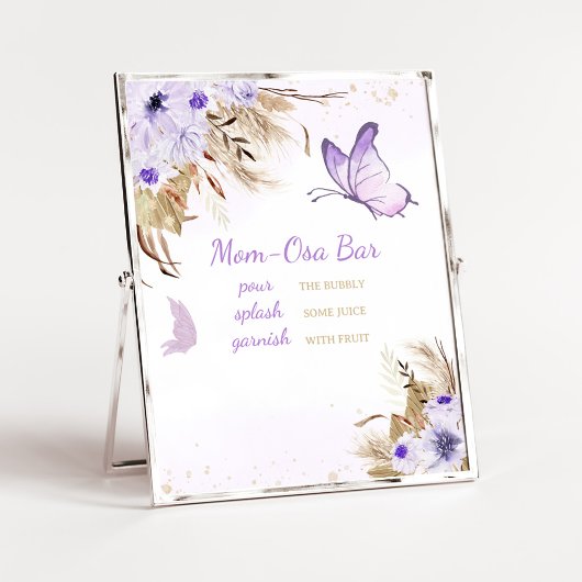 Floral Butterfly Baby Shower Mom Osa Bar Sign ポスター