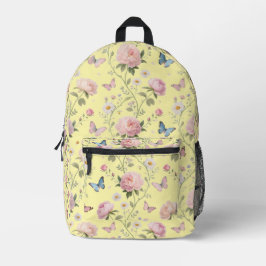 Floral Butterfly Backpack with Peonies プリントバックパック