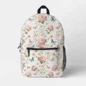 Floral Butterfly Backpack with Peonies プリントバックパック (正面)