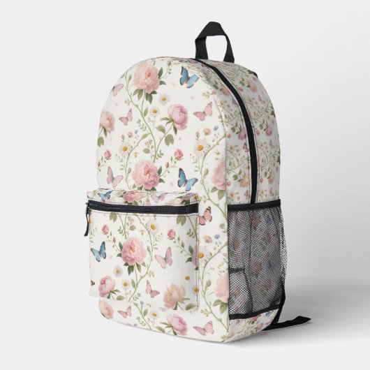 Floral Butterfly Backpack with Peonies プリントバックパック (裏面右端)