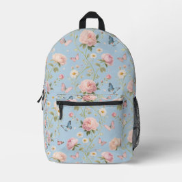 Floral Butterfly Backpack with Peonies プリントバックパック