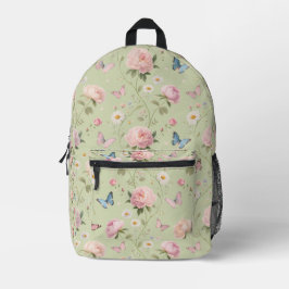 Floral Butterfly Backpack with Peonies プリントバックパック