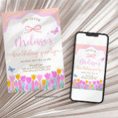 Floral Butterfly Birthday Party 招待状