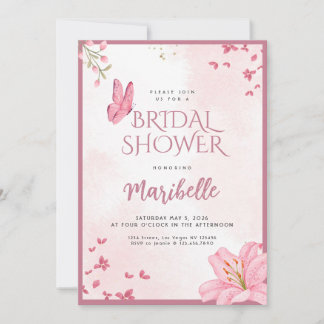 Floral Butterfly Bridal Shower Invitation 招待状