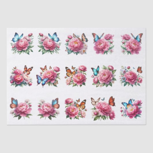 Floral Butterfly Clip-Art Illustration Decoupage 薄葉紙 (正面)