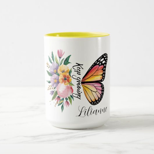 Floral Butterfly Design  マグカップ (中央)