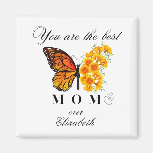 Floral Butterfly Mother's Day Personalized Magnet マグネット (正面)
