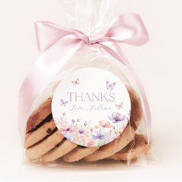 Floral Butterfly Pastel Bridal Shower Favor  ラウンドシール