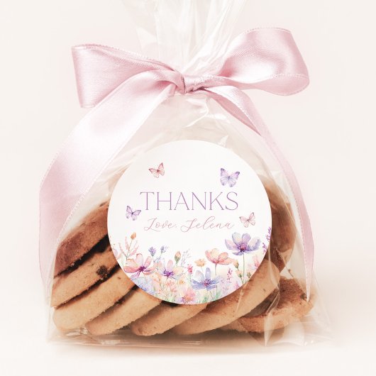 Floral Butterfly Pastel Bridal Shower Favor  ラウンドシール