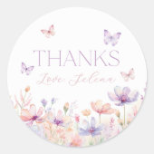 Floral Butterfly Pastel Bridal Shower Favor  ラウンドシール (正面)