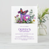 Floral Butterfly Purple Pink 16th Birthday Party 招待状 (スタンド正面)