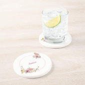 Floral Butterfly Rose Gold – Elegant Custom Design コースター (側面)