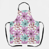 Floral Butterfly Seamless Pattern | Pink and Mint  エプロン (正面)
