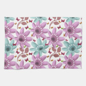 Floral Butterfly Seamless Pattern | Pink and Mint  キッチンタオル (横)