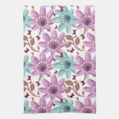 Floral Butterfly Seamless Pattern | Pink and Mint  キッチンタオル (縦)