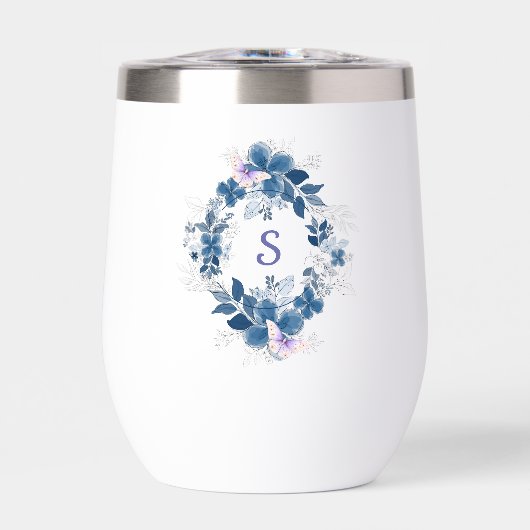 Floral Butterfly Stemless Wine Tumbler (正面)