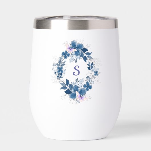 Floral Butterfly Stemless Wine Tumbler (背面)