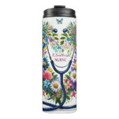 Floral Butterfly Stethoscope Nurse Heart タンブラー (正面)