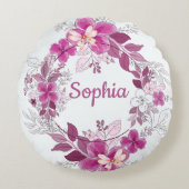 Floral Butterfly Throw Pillow ラウンドクッション (正面)