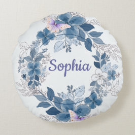 Floral Butterfly Throw Pillow ラウンドクッション