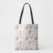 Floral Butterfly Tote Bag with Peonies トートバッグ (正面)