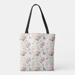 Floral Butterfly Tote Bag with Peonies トートバッグ